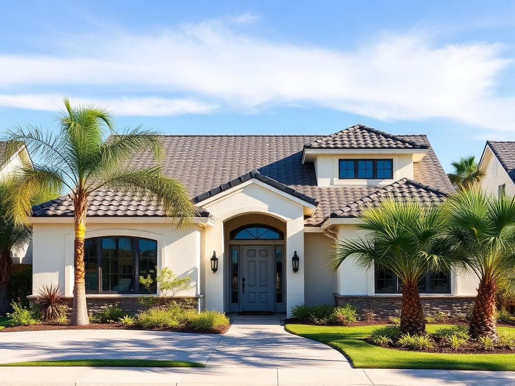Modern home with new tile roof